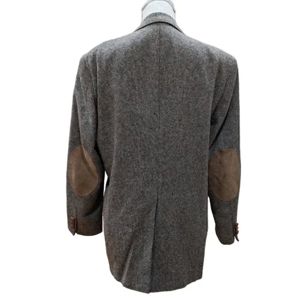 Charles Klein Wool Brown Two Button Blazer Chestnut Button Patch Elbows Size 40S